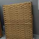 Cat Litter Box Enclosure with Soft Litter Mat; Hidden Cat Washroom Furniture with Door; Handwoven Rattan Cat House; Pet Crate for Living Room, Bedroom, Balcony (Natural)