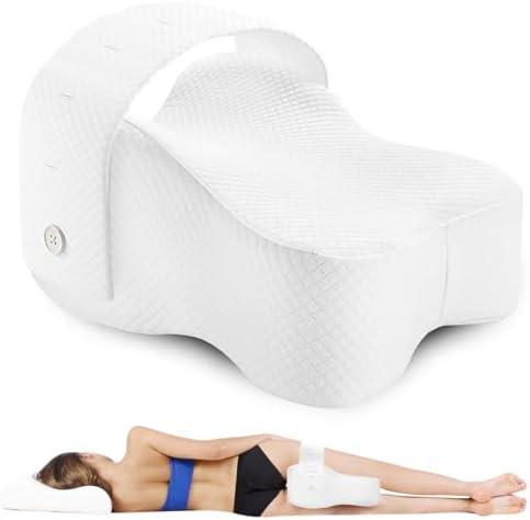 AISEELY Knee Pillow for Side Sleepers with Adjustable Strap, Leg Pillow for Side Sleeping, Hip Pillow for Side Sleepers for Sciatica & Back Pain Relief, Spine Alignment Support, White