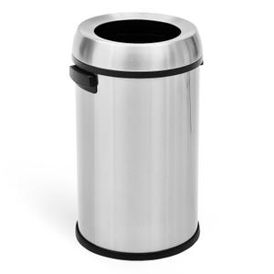 Garvee 65 L/17 gal Open Top Trash Can, Fingerprint-Proof Stainless Steel Garbage Can, Heavy Duty Commercial Round Trash Bin for Kitchen, Outdoor, Home, Office, Silver