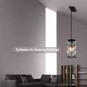 Crystal Pendant Lights Kitchen Island 2 Pack, Modern Black Chandelier Height Adjustable, Hanging Lights for Kitchen Island Dining Room Bedroom