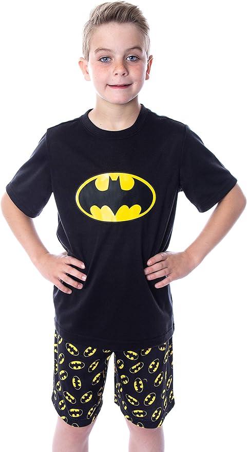 DC Comics Big Boys' Batman Logo Short Sleeve Shirt Pajama Short Set
(Black, 6/7)