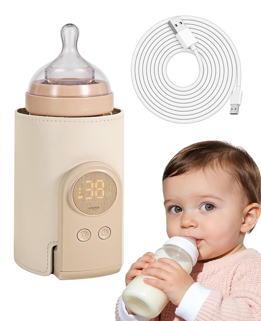 Umimile Portable Bottle Warmer for Travel  Heats The Bottle DirectlyNo Pouring, Fast Heating Baby Bottle Warmer on The Go, 6 Temp Settings & Auto Keep-Warm,Fits 2.5-3.3in Bottles (6000mAh)