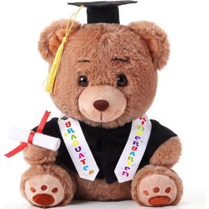 Deekin 10 Inch Kindergarten Graduation Bears Stuffed Animal Class of 2026 Plush in Black Cap Grad Bear Kindergarten Graduation Gifts Stuffed Animal Plush Toy for Grad Party Decor