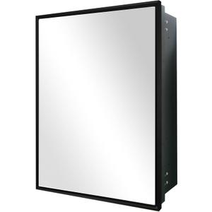24x30 Inch Medicine Cabinet with Mirror - Recessed/Surface Mount Farmhouse Bathroom Storage Cabinet, Single Door Rust-Resistant Vanity Mirror Cabinet, Brush Black