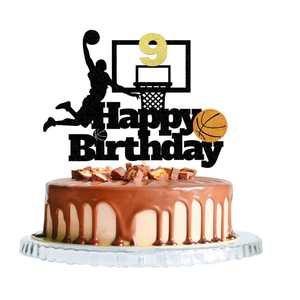 Basketball Happy 9th Birthday Cake Topper-Basketball Themed Birthday Party Cake Decoration-9 Years Birthday Party Supplies (9th)