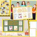 122Pcs Science Fair Board Supplies 72 Bee Trim Scalloped Borders 36 Presentation Board Subtitles 6 Self Adhesive Project Titles 8 Letter Stickers for Classroom Office Decor(Bee)