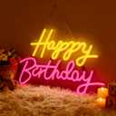 Happy Birthday Neon Sign, Neon Sign for Wall Decor, USB Powered Dimmable Neon Light, LED Happy Birthday Light Up Sign for Party, Perfect for Backdrop Birthday Party Decoration, Yellow and Pink