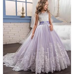 Flower Girl Dresses for Wedding Lace Appliques Princess Pageant Dress Tulle First Communion Dress for Girls, Size 8