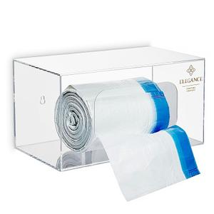 ELEGANCE Trash Bag Holder Dispenser,Clear Acrylic Wall Mounted Garbage Bag Dispenser for Kitchen Cabinets and Under Sink Storage