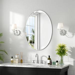 28x20 Inch Bathroom Mirrors for Over Sink, Frameless Mirrors for Wall | Beveled Bathroom Mirror, Bathroom Vanity Mirror for Bedroom Living Room Entryway Home Decor