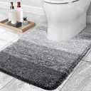 OLANLY Luxury Toilet Rugs U-Shaped 24x20, Extra Soft and Absorbent Microfiber Bathroom Rugs, Non-Slip Plush Shaggy Bath Mat, Machine Wash Dry, Contour Bathroom Mats for Toilet Base, Grey