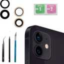 2 Pcs/set 12/12 Mini Rear Camera Lens Replacement for iPhone 12 / iPhone 12 Mini, Anti-Lens Scratch & Waterproof, Back Glass Camera Lens Cover Replacement with Pre-Installed Adhesive + Repair Tool Kit
