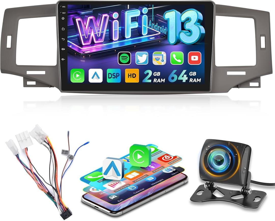 NHOPEEW [2+64G] for Toyota Corolla 2002-2006 (RHD) DSP Audio - 9 inch Touchscreen Android 13 Stereo - Wireless Carplay and Android Auto, WiFi, GPS, Mirror Link, Mulitple UI, SWC + Backup Camera