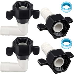 Dreyoo 1/2 Inch x 14 NPT x 1/2 Inch Barb Elbow and Straight Swivel Adapter RV Water Pump Fittings with Thread Seal Tape, 1/2 Inch Female Threaded Pex Fittings for Water Pump Strainer (4 Pcs)