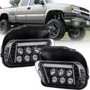 LED Fog Lights with DRL Compatible for Chevy Silverado 1500/2500HD/3500HD 2003 2004 2005 2006 All Models Avalanche 2002 2003 2004 2005 2006 Fog Lamp Kit Bumper Driving Light