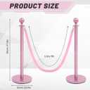 Ferraycle 4 Pcs Stainless Steel Stanchions Post Queue 38 Inch, 5 ft Velvet Carpet Ropes and Pole, Control Barriers for Wedding Birthday Party Decoration Sand Injection Hollow Base Set (Glitter Pink)