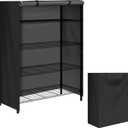 Storage Shelving Unit Cover, Waterproof Shelf Cart Protective Outdoor Indoor Storage Rack Dust Cover with Zipper (60"Lx24"Wx72"H), Black