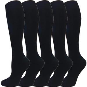 Warm Knee High Socks for Women-Thermal Cotton Socks for Hiking,Work,Winter,Gifts (Medium, 5 Black Pack Women)