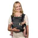 Infantino Flip Luxe 4-in-1 Convertible Baby Carrier, Ergonomic Infant to Toddler Carrier, Updated Lumbar Support, Premium Herringbone Fabric, Elevated Accents, Hands-Free Comfort, 7–35 lbs, Onyx