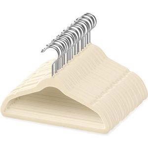 50 Premium Baby Velvet Hangers - 11.8" Non-Slip, Ultra-Slim Space-Saving Children Closet Hangers - 360 Swivel Hook, Strong & Durable Infant & Toddler Clothes Hangers for Wardrobe - Ivory