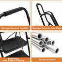 BOCOM 3 Step Ladder, Lightweight Portable Folding Sturdy Iron Step Stool with Handrails, Attachable Tool Bag, Anti-Slip Wide Pedal, Heavy Duty 350 lbs Capacity, for Home, Kitchen, Pantry, Office