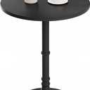 Homleke 16" Round Side Tables, Solid Wood Pillar with Wood Top & Base, Small Drink Accent Table for Living Room, Bedroom, Sofa & Office, Easy Assembly, Black