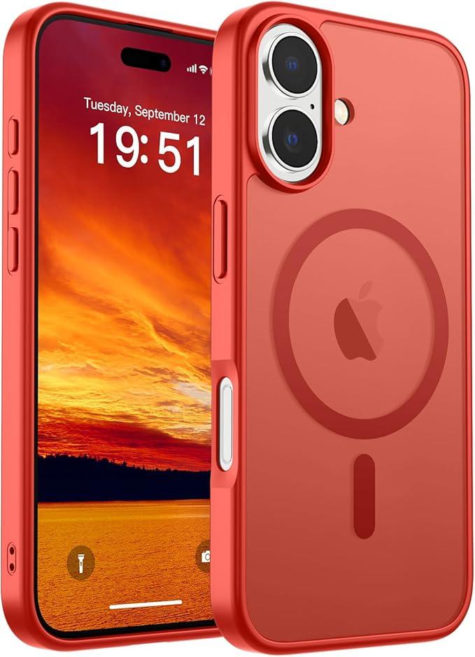 SUPFINE Magnetic for iPhone 17 Case (Compatible with MagSafe)(Military Grade Drop Protection) Translucent Matte Shockproof with Anti-Fingerprint Phone Cover 2025, Red Options
