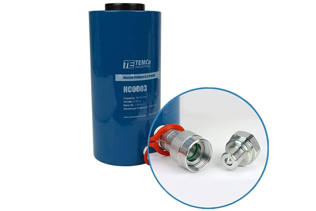 TEMCo HC0003 - Hollow Hydraulic Cylinder Ram 30 TON 4 Inch Stroke (Optional Tonnages Availiable)