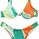 ZAFUL Women's High Cut Thong Bikini Set Swimsuits Cami String Sexy Bathing Suit, Smal
