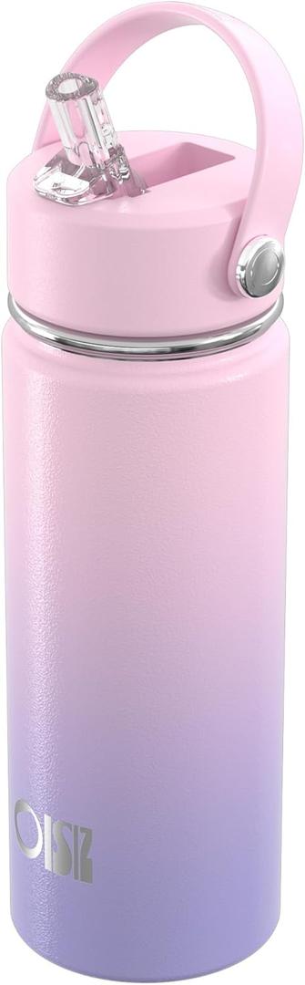 OISIZ 18oz Kids Water Bottle with Straw Lid, Vacuum Insulated Water Bottle Stainless Steel Bottles for Kids for School, Leakproof Water cups, BPA Free and Keep Cold for 24 Hours,Easy to Clean (Dream)