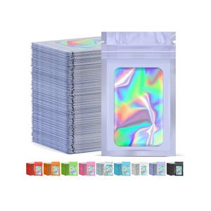 JETMORE 300 Pcs Mylar Bags, Smell Proof Bags Foil Pouch, Holographic Resealable Bags for Small Business, Candy Sample Jewelry Bag Sealable Packaging for Party Favor Food Storage (2.4x3.9in-Purple)