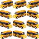 RoundFunny 12 Pcs Mini Yellow School Bus Toys for Toddlers Back to School 3.7 in Small Bus Toy for Preschool Kindergarten Kids Birthday Gift 3 4 5 Year Old and up Girls Boys