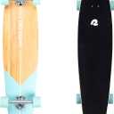 Retrospec Zed Pintail & Cruiser Longboard Adult Skateboard - 44in Bamboo & Canadian Maple Deck with ABEC-7 Bearings, 70mm PU Wheels for Commuting & Carving (Aqua Fishtail)