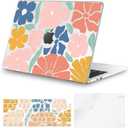 iCasso for M4 MacBook Air 13 inch Case 2025 2024-2022 M3 M2 Model A 3240 A3113 A2681, Sturdy Protective Pattern Plastic Hard Shell Case for Mac Air 13.6", Keyboard Cover + Screen Protector, Flower