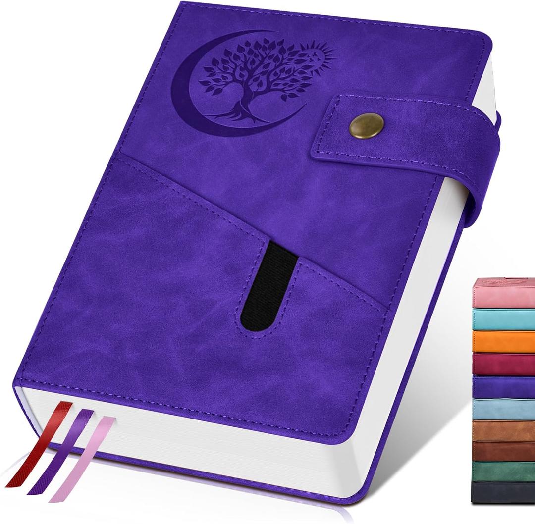 365 Page Thick Lined Journal Notebook for Men Women, A5 Leather Journals for Writing, Hardcover Notebooks for Work, School, Note Taking,Travel, Business,Personal Diary, College Ruled 5.9" x 8.4" (Purple)