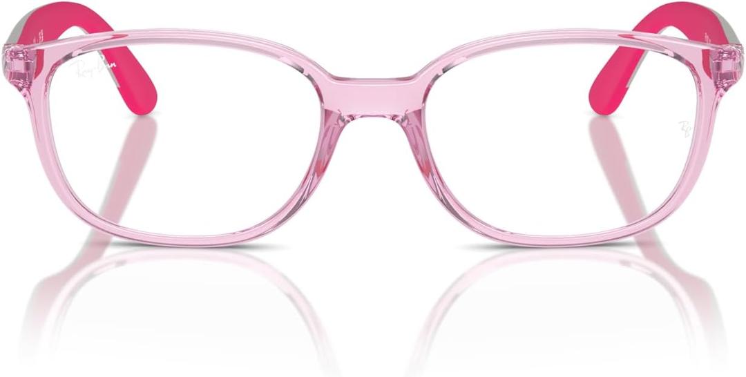 Ray-Ban Kids' Ry1632 Round Prescription Eyewear Frames (Transparent Pink/Demo Lens)