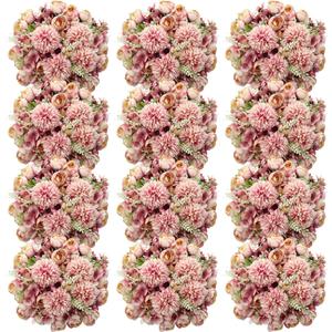 Tigeen 12 Bundles Peonies Artificial Flowers Faux Roses Silk Flowers Hydrangea Artificial Bouquet for Wedding Table Centerpiece Floral Vase Home Office Bridal Decor (Fuchsia)