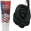 Midwest Hearth Wood Stove Replacement Gasket Kit  Made in USA Graphite Impregnated Fiberglass Rope Gasket & 2000F Adhesive Cement for Woodburning Stoves (3/8" x 84" Rope)