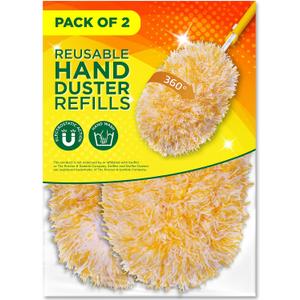 Microfiber Reusable Refills for Swiffer Hand Duster, 360 Degree Dry Duster Heavy Duty Refills, 2-Pack (Handle is Not Included) Air Dry Only