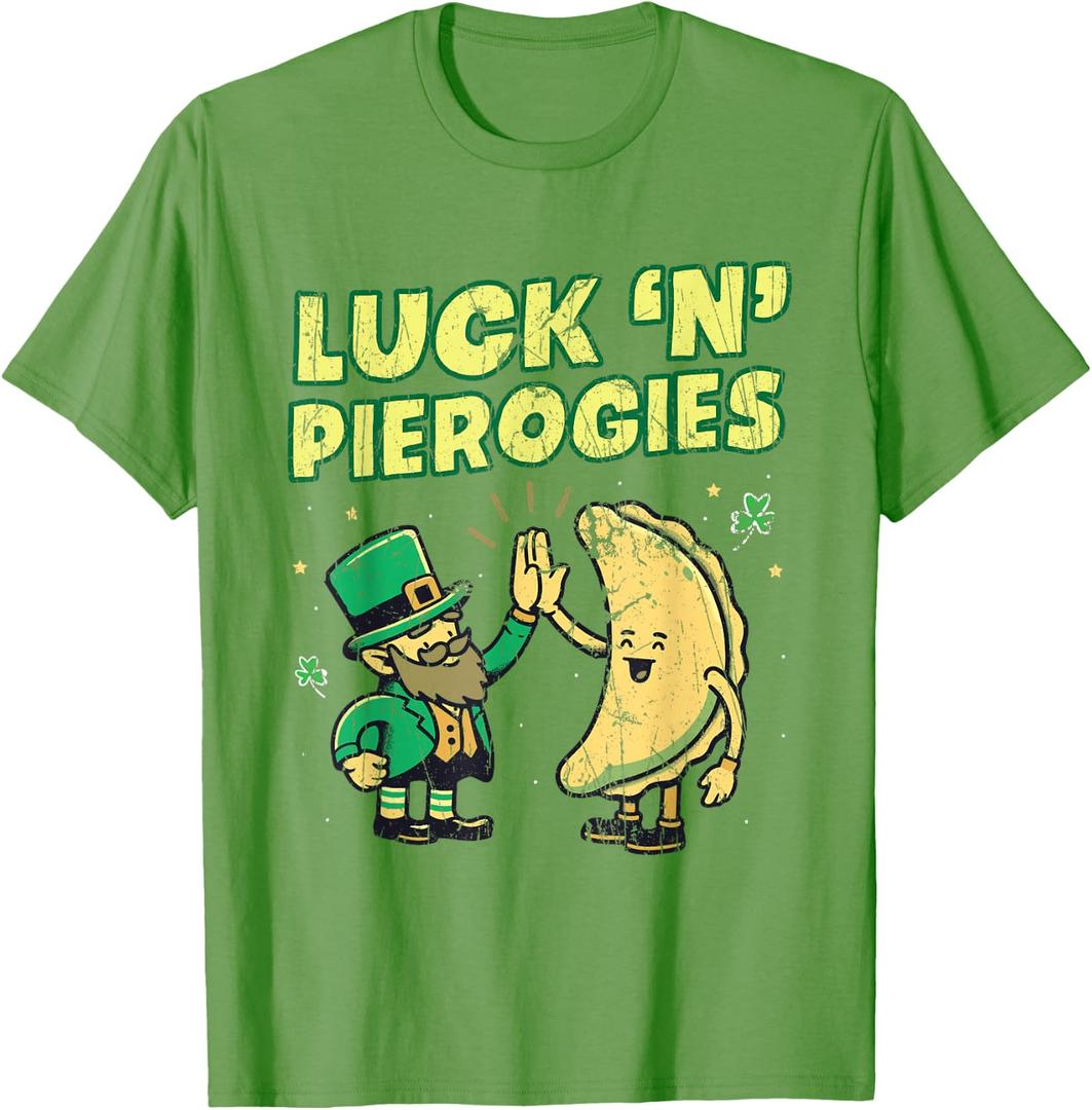 Luck N Pierogies Funny Polish Irish St Patricks Day Polska T-Shirt XS