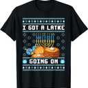 I Got A Latke Going On Funny Hanukkah Pajama Matching Family T-Shirt, Women's 2X