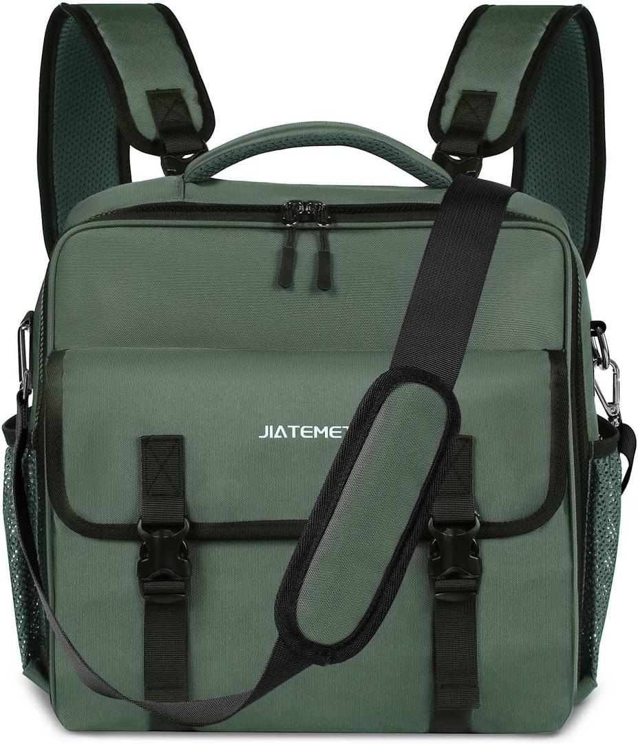 3 Ring Zipper Binder Bag for 700+ Sheets Capacity Detachable Backpack Straps & Shoulder 14 Inch Laptop for School and Office(Green)