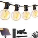 Brightever 25FT Solar String Lights Outdoor Waterproof, G40 Solar Lights with Remote and 10+1 LED Shatterproof Globe Bulbs, Dimmable&3 Lighting Modes, Solar Power Patio Lights for Balcony Garden Porch