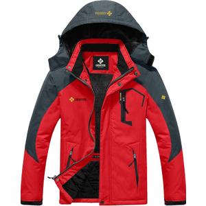 GEMYSE Men's Mountain Waterproof Ski Snow Jacket Winter Windproof Rain Jacket (Medium, Oriental Red)