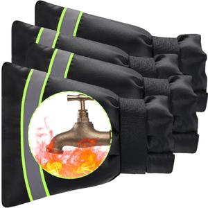 Outdoor Faucet Cover, Thicken Outdoor Faucet Covers for Winter Freeze Protection 5.9" W x 7.1" H Green Reflective Strip, Outside Faucet Socks Reusable Waterproof Insulated Wrap Spigot Cover, 4 Pack