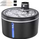 Cat Water Fountain Cordless, 108oz/3L Pet Fountains for Cats Indoor with Stainless Steel Tray, Battery Operated Cat Drinking Fountain with Motion Sens (Black)