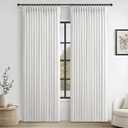 PleatedDrapes 100% Blackout Pure White Curtains 78 Inches Long 2 Panel Set for Nursery, Memory Shape Pinch Pleat Double Layer Thick Linen Blend Modern Window Drapes Thermal Kids Room Darkening Curtain