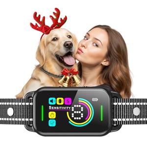 Dog Bark Collar for Large Medium Small Dogs - Smart AI 1S Stop Barking, Anti Barking Device & Dog Training Collar with Beep, Vibration & 8-Level Sensitivity, IP67 Waterproof, USB-C Fast Charge - Black