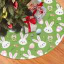 Easter Rabbits Christmas Tree Skirt 48 Inches, Xmas Tree Skirt Party Indoor Decoration Ornaments Hat