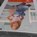 Baby Doll Stroller for Toddler Girls & Big Kids 6-8 Years Old | 28” Baby Stroller for Dolls, Toy Baby Stroller with Cute Ligh Denim Fabric, Mesh Storage Basket, Canopy, Handle Grips, Swivel Wheels